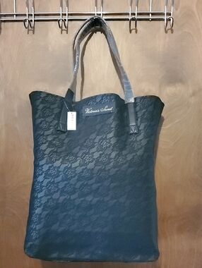 Victoria's Secret Black Embossed Floral Lace Bag